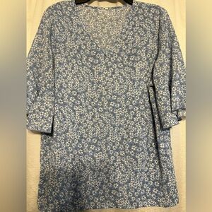 Women’s V-Neck Blue/White Blouse